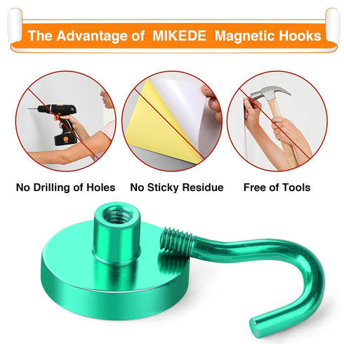MIKEDE Magnetic Hooks, 40Lbs+ Heavy Duty Magnet Hooks for Cruise Cabins, Super Neodymium Hanging Hooks Strong Magnets with Hook for Fridge, Magnet...
