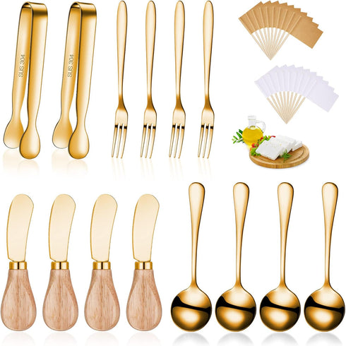 14 Pieces Cheese Butter Spreader Knives Set Charcuterie Accessories Stainless Steel Spreader Knives with Wooden Handles Charcuterie Boards Utensil...