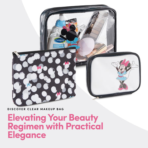 Mickey Mouse Cosmetic Case Set - Officially Licensed Mickey and Minnie Mouse Travel Cosmetic Case 3 Piece Set - Girls, Boys, Teens, Adults (Black ...