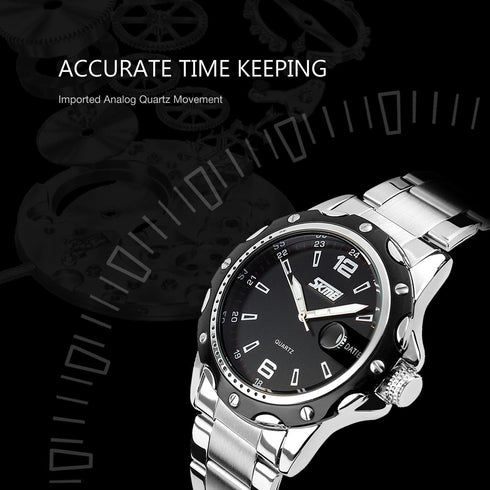 cofuo Mens Stainless Steel Band Analog Quartz Watch Dress Wrist Unique Luxury Business Work Casual Waterproof Watches Classic Calendar Date Window...