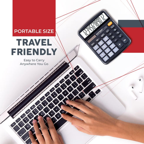 Desktop Calculator (2 Pack) 12 Digit with Large LCD Display and Sensitive Button, Solar and Battery Dual Power, Standard Function for Office, Home...
