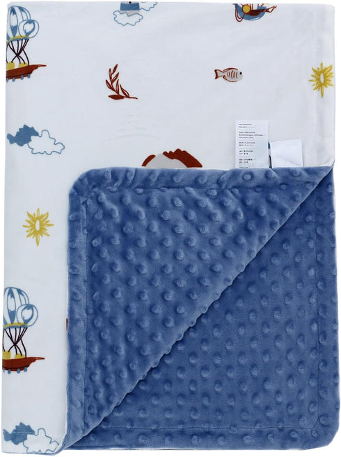 Baby Blankets for Unisex Boys Girls, Silky Micro Soft Plush Minky Blankets with Print Animal Pattern and Soothing Dots Double Layer Newborn Bed Th...