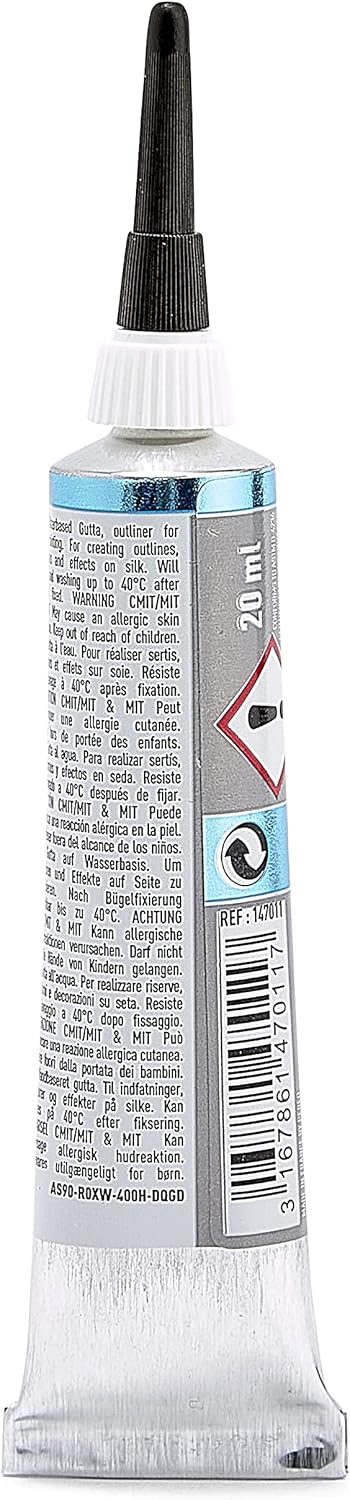 Pebeo Setasilk Silk Painting Water Based Gutta 20-Milliliter Tube, Silver...
