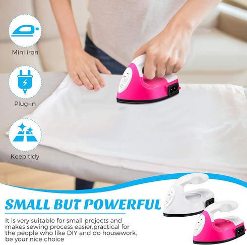 Honoson 2 Pieces Mini Craft Iron Mini Heat Press Iron with Charging Base Accessories for Beads Patch Clothes T Shirts Shoes Clothes and Hats...