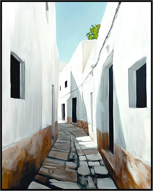 Posterizer 1 pcs-quiet Mediterranean or North African village alleyway 2-Photography Art Gift for Men Women Entrepreneur Teens Decor for Home & O...