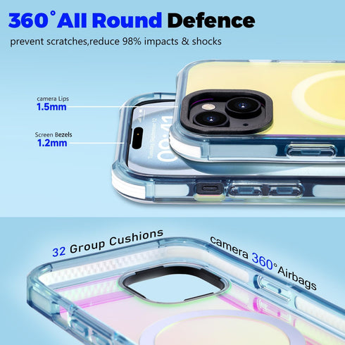 Tigowos Magnetic Bumper for iPhone 15 Case Fits MagSafe 20FT Drop Resistant Back Cover Shockproof Slim Fit for iPhone 15 Phone Case, Colorful...