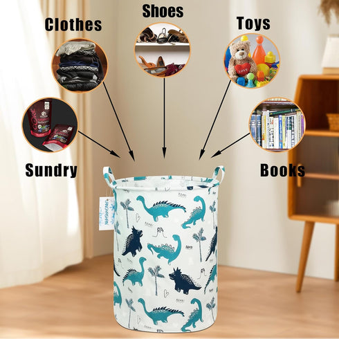 LANGYASHAN Laundry Basket Canvas Fabric Collapsible Organizer Basket for Storage Bin Toy Bins Gift Baskets Bedroom Clothes Children Nursery Hamper...