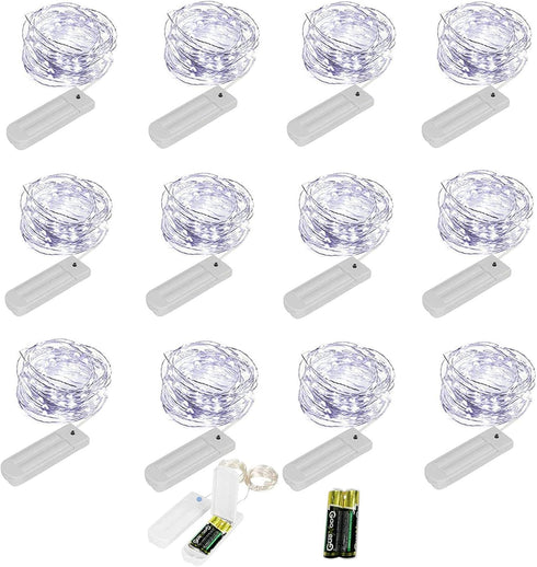 YJFWAL 12 Pack 10ft 30LED Starry String Lights with 8 Modes Timer Function Waterproof Fairy Lights Battery Operated(AAA Batteries Included) for DI...