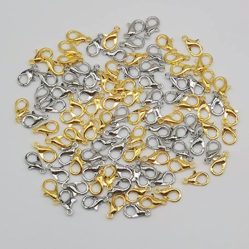 100 pcs Lobster Clasps Metal Alloy Small Lobster Claw Clasps for DIY Jewelry Making Accessories Handmade Necklace Bracelet Fastener Hook (12mmx6mm...