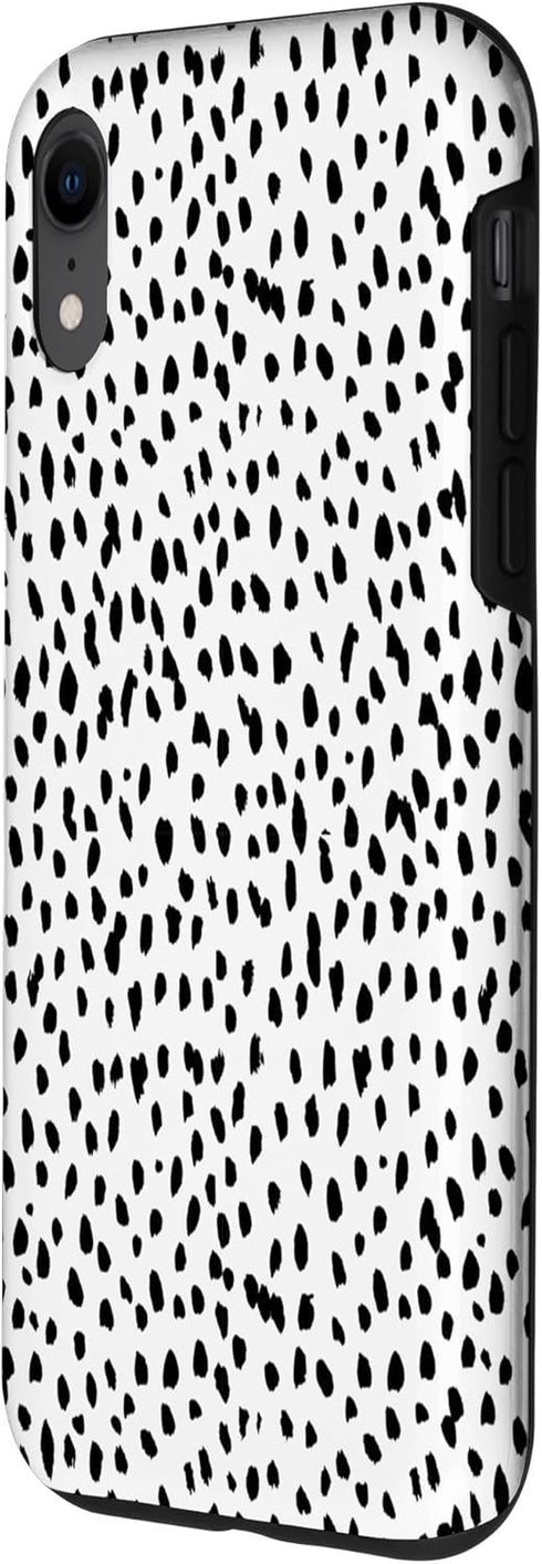 iPhone XR Dalmatian Animal Print Black And White Black White Case...