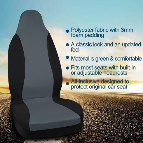 uxcell High Back Bucket Auto Car Seat Cover,Polyester, Gray...