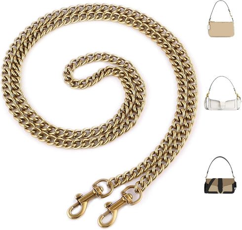 OAikor Antique Gold Purse Chain Strap,Metal Flat Chunky Crossbody Chain Strap Replacement,Compatible with Nolita 19/Tabby 26/Georgie 27 and More c...