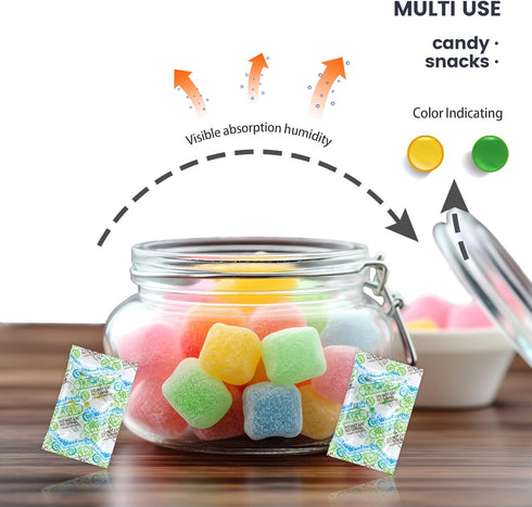 50Pcs 1 Gram Food Safe Desiccant Packs, Silica Gel Packets, Indicating Desiccant Moisture Absorbers for Storage...