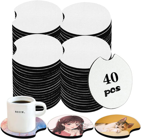 40 PCS Sublimation Blank Car Coasters, 2.75 in Circular Opening Blank Sublimation Coasters for Thermal Sublimation Heat Transfer DIY Crafts Painti...