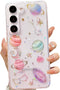 for Samsung Galaxy S23 Clear Case with Glitter Stars Planet Universe Design,Sparkle Bling Cute Slim Soft TPU Protective Women Girl's Phone Cover f...