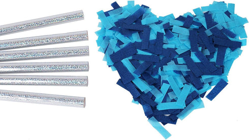 BATTIFE It's a Boy, 6Pack Gender Reveal Confetti Wands, Tissue Paper Confetti Flick Flutter Sticks for Baby Boy Born Shower Party Decorations Supp...