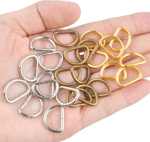 BronaGrand 120 Pieces 1/2inch Metal D Ring Buckles D-Ring Loop for Handbag Purse Clothes DIY Accessories,3 Colors...