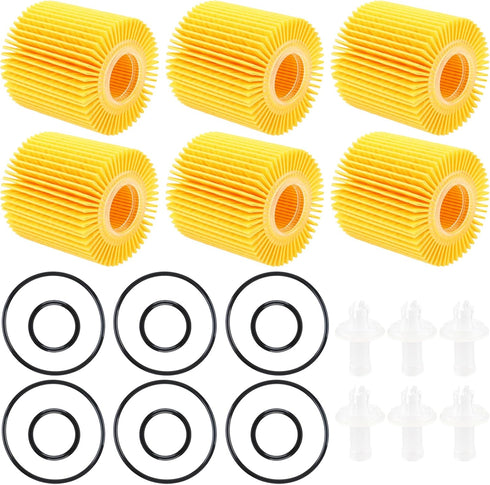 04152-YZZA1 04152-31090 04152-0V010 6 Pack Engine Oil Filter Compatible with Toyota Camry 2007-2017 Compatible with Lexus Compatible with Scion Co...