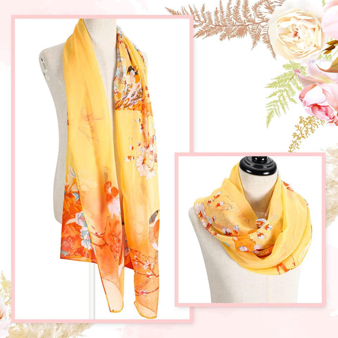 Sureio 6 Pcs Scarves for Women Lightweight Summer Floral Print Pattern Scarf for Women Dressy Long Thin Scarf Shawl(Pretty Style)...