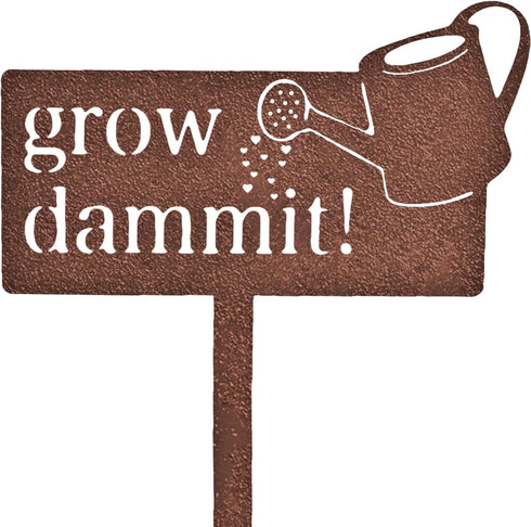 KRONLY Rustic Garden Sign Grow Dammit (17 x 8.66 inch) Rust Plug Weatherproof Garden Decor Outdoor Gardener Gifts for Women and Men...