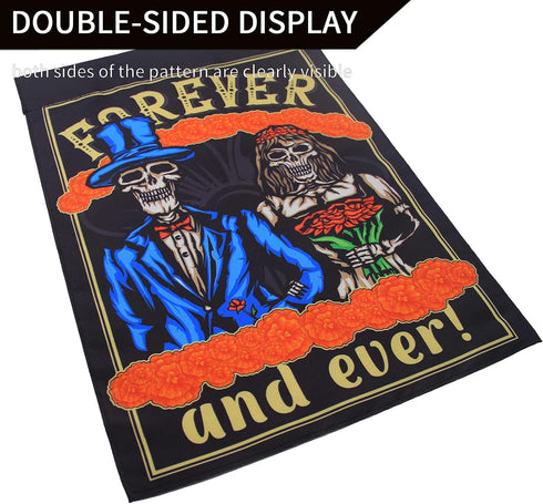 Day of the Dead Garden Flag Outdoor Vertical Double Sided Dia de Los Muertos Yard Signs with Stakes and Lawn Decorations Flower Suger Skull Hangin...