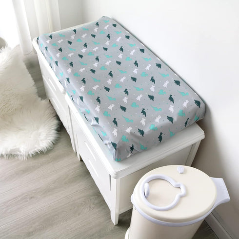 Changing Pad Cover for Boys Girls 2 Pack, Comfy & Breathable Changing Table Cover for 32''x16" Changing Table Pads, Diaper Changing Pad Cover, Din...