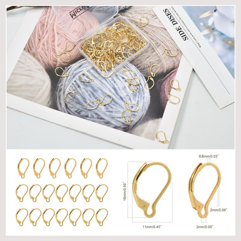 100Pcs 14K Gold Filled Leverback Earwires French Earring Hooks,Hypoallergenic Dangle Ear Wire Findings for DIY Jewelry Making Supplies (Gold-Frenc...