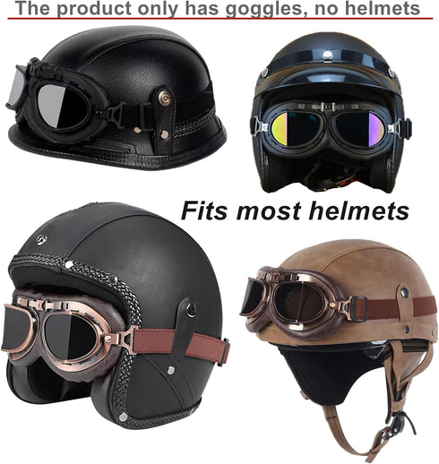 Motorcycle Goggles, 2 Pack Vintage Pilot Style Riding Goggle Burning Man Goggles for Men Women Youth Adult...