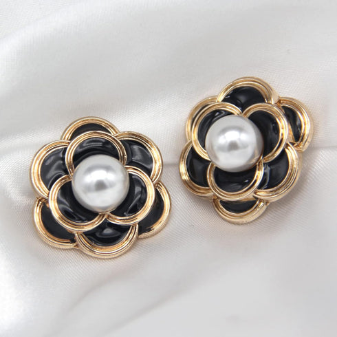18/25mm Retro Black Flower Metal Buttons, White Pearl Jewelry Decorations for Clothes, Women Coat, Blazer, Suit, Wedding Dress, DIY Crafts, Sewing...