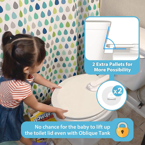 4our Kiddies Baby Toilet Lock (2 Pack) for Child Safety, Baby Proof Toilet Seat Lock with 2 Extra Pallet Fit for Most Standard Toilet, Easy Intall...