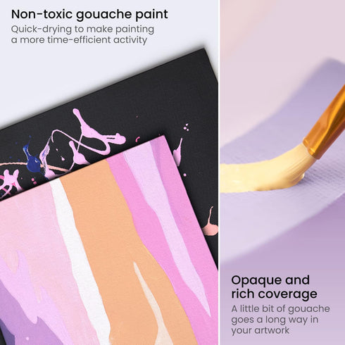 ARTEZA Gouache Paint, Set of 12, Pastel Tones, 0.4 US fl oz Gouache Paint Tubes, Opaque Gouache Set for Canvas and Paper...