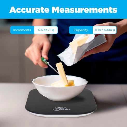 Smart Weigh 11 lb Digital Kitchen Food Scale, Mechanical Accurate Weight Scale with 5-Unit Modes, Grams and Ounces for Weight Loss,Weighing Ingred...