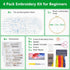 Enkor 4 Sets Embroidery Kit for Beginners Adults, Beginner Embroidery Kit for Adults, Embroidery Kit for Beginners Flowers Follow Instruction Vide...