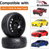 4-Pack 1:10 Scale RC On-Road Racing Tires and Wheels with Foam Inserts 12mm Hex Hub Fits for Traxxas Redcat Tamiya TT-02 (Color A)...