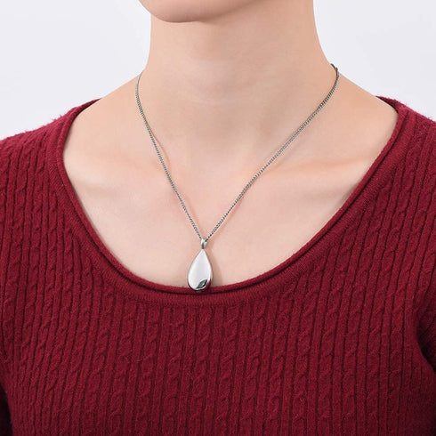 Yinplsmemory Carved Teardrop Keepsake Ashes Necklace Urn Pendant Cremation Memorial Jewelry-Always in my heart...
