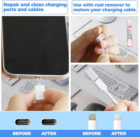 iPhone Charging Port Cleaning Tool,USB C Cleaning Kit for Cell Phone Airpod, Repair Kit for Laptop PC Data Cable (White)......