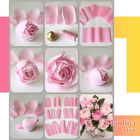 Gersoniel 57 Pieces Crepe Paper Flower DIY Kits 6 Rolls 35g Crepe Paper Rolls 50 Pcs Floral Iron Wire 1 Roll 50 Meter for Birthday Party Wedding (...