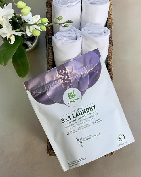 Grab Green 3-in-1 Laundry Detergent Pods, 24 Count, Lavender Vanilla Scent, Plant and Mineral Based, Superior Cleaning Power, Stain Remover, Brigh...