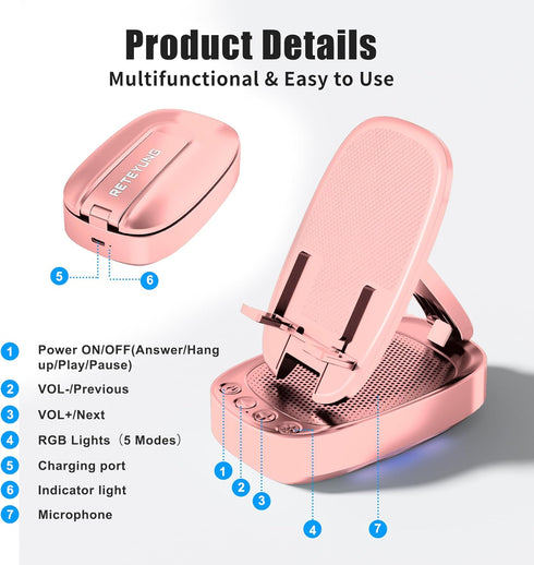 Cell Phone Stand with Wireless Bluetooth Speaker for Men and Women with LED Atmosphere Light HD Surround Sound Speaker for Home,Office,Outdoor Com...