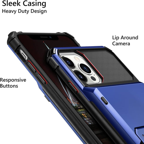 Vofolen Case for iPhone 13 Pro Max Case Wallet 4-Card Holder ID Slot Flip Door Hidden Pocket Anti-Scratch Dual Layer Hybrid TPU Bumper Protective ...