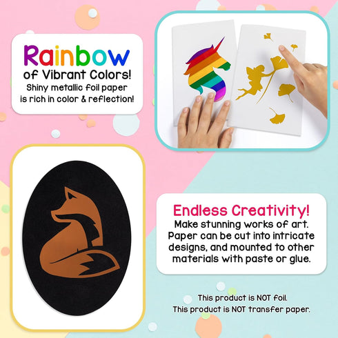 Hygloss Products Metallic Foil Paper - Great for Arts & Crafts, Classroom Activities & Artists - 8.5" x 10" - 2 Each of 10 colors (Colors may vary...