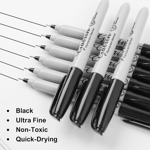 Ultra Fine Point Black Permanent Markers, 36 Pack Ultra Fine Point Black Permanent Marker set, Works on paper, Plastic, Stone, Glass, Metal...