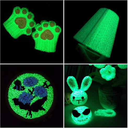 Glow in The Dark Yarn, Crochet Yarn for Crocheting,Yarn for DIY Art,Knitting, Crocheting and Crafts, 5 Pack Total 260g/9oz-275 Green yards......