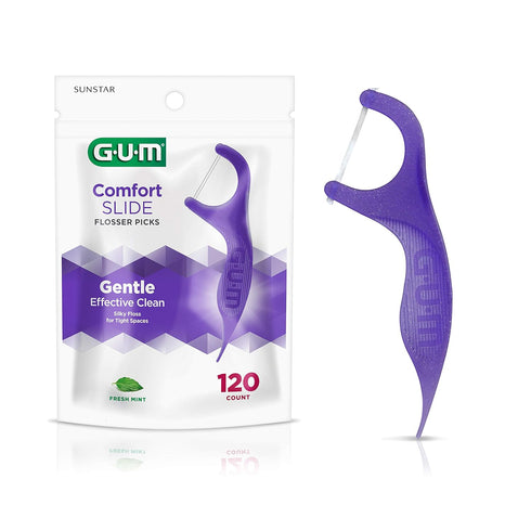 GUM Comfort Slide Floss Picks - Perfect for Tight Teeth - Extra Strong Shred-Resistant Dental Floss, Easy Grip Handle - Dental Flossers for Adults...