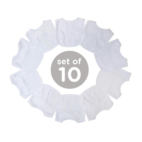 Neat Solutions 2-Ply Knit Terry Solid Color Feeder Bibs in White - 10 Count(Pack of 1)...