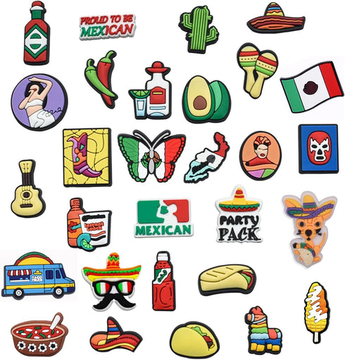 100Pcs Mexican Shoe Charms for Clog Sandals, Mexico Themed Charms for Teen kids Adults Women Men Boys Girls Party Favor Birthday Gifts...