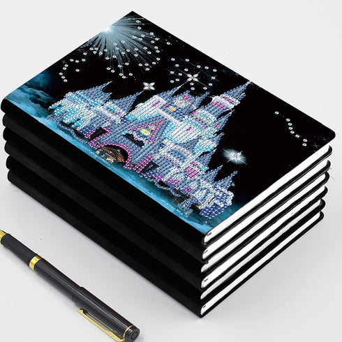 DIY 5D Notebook with Diamond Art Painting Art Beautiful Castle Cover Crystal Cross Stitch Special Shaped Diamond Kits Writing Sketchbook Journal D...