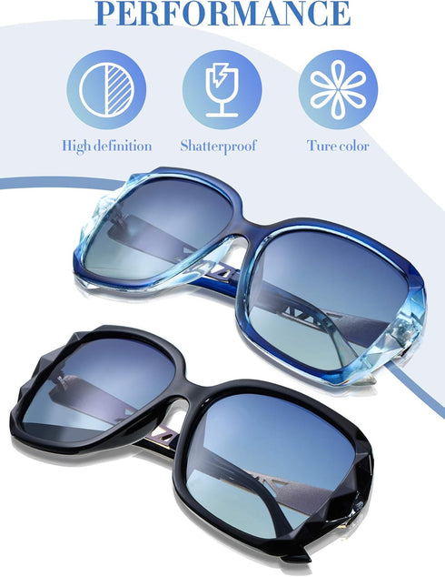 Weewooday 4 Pairs Oversized Sunglasses Women Sparkling Frame Ladies Sunglasses Polarized Square Sunglasses...