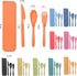 Reusable Travel Utensils Set with Case, 5 Sets Wheat Straw Portable Plastic Fork Spoons Knife Camping Cutlery, Eco-Friendly BPA Free Lunch Tablewa...