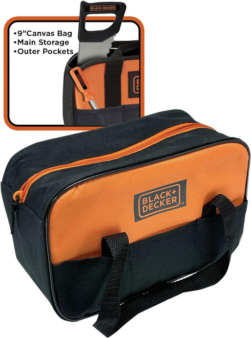 BLACK+DECKER Junior Tool Bag 13 Piece Set - includes Hammer, Hand Saw, Screw Driver & More!...